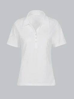 Poloshirt aus Baumwolle mit Kristallsteinen Weiss