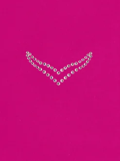 Poloshirt aus Baumwolle mit Kristallsteinen Magenta