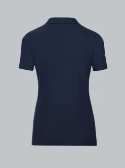 Poloshirt aus Baumwolle mit Kristallsteinen Navy