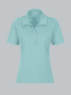Poloshirt aus Baumwolle mit Kristallsteinen Gletscher