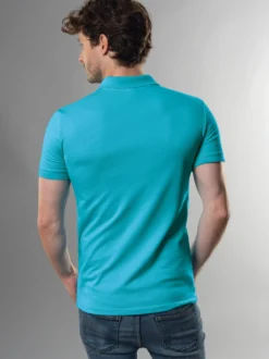 Poloshirt aus elast. Piqué Azur
