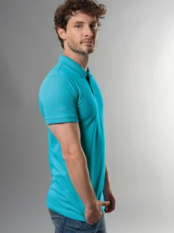 Poloshirt aus elast. Piqué Azur