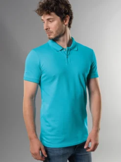 Poloshirt aus elast. Piqué Azur