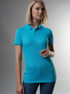 Poloshirt aus elast. Piqué Azur