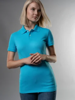 Poloshirt aus elast. Piqué Azur