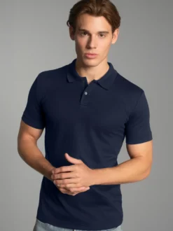 Poloshirt aus elast. Piqué Navy