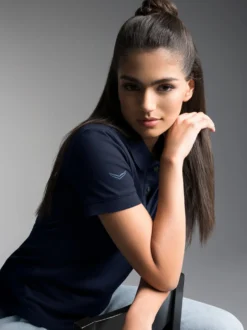 Poloshirt aus elast. Piqué Navy
