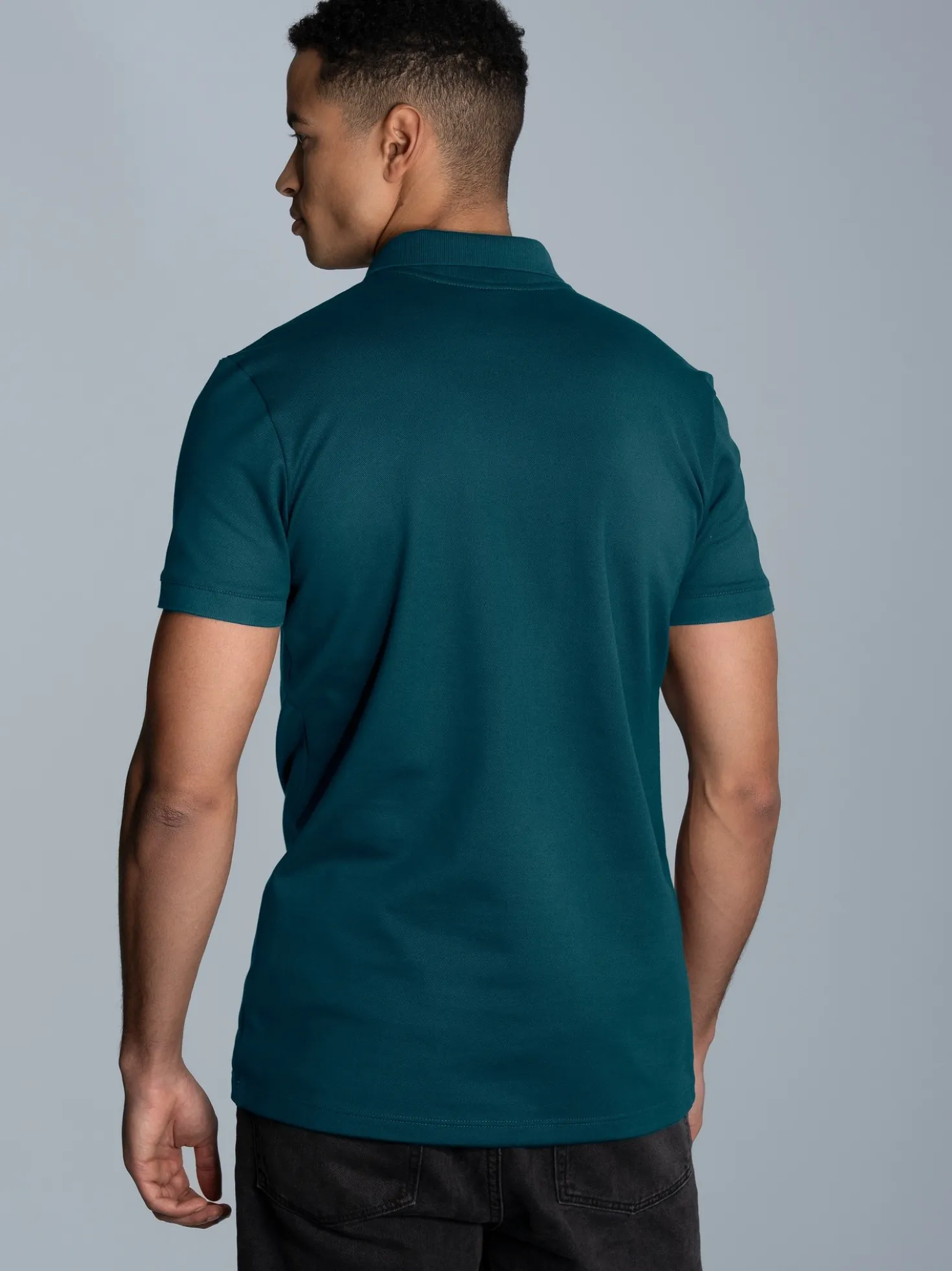 Poloshirt aus elast. Piqué Saphir