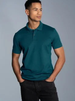 Poloshirt aus elast. Piqué Saphir
