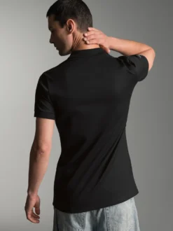 Poloshirt aus elast. Piqué Schwarz