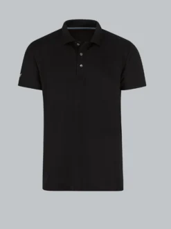Poloshirt aus Polyester mit Knopfleiste Schwarz