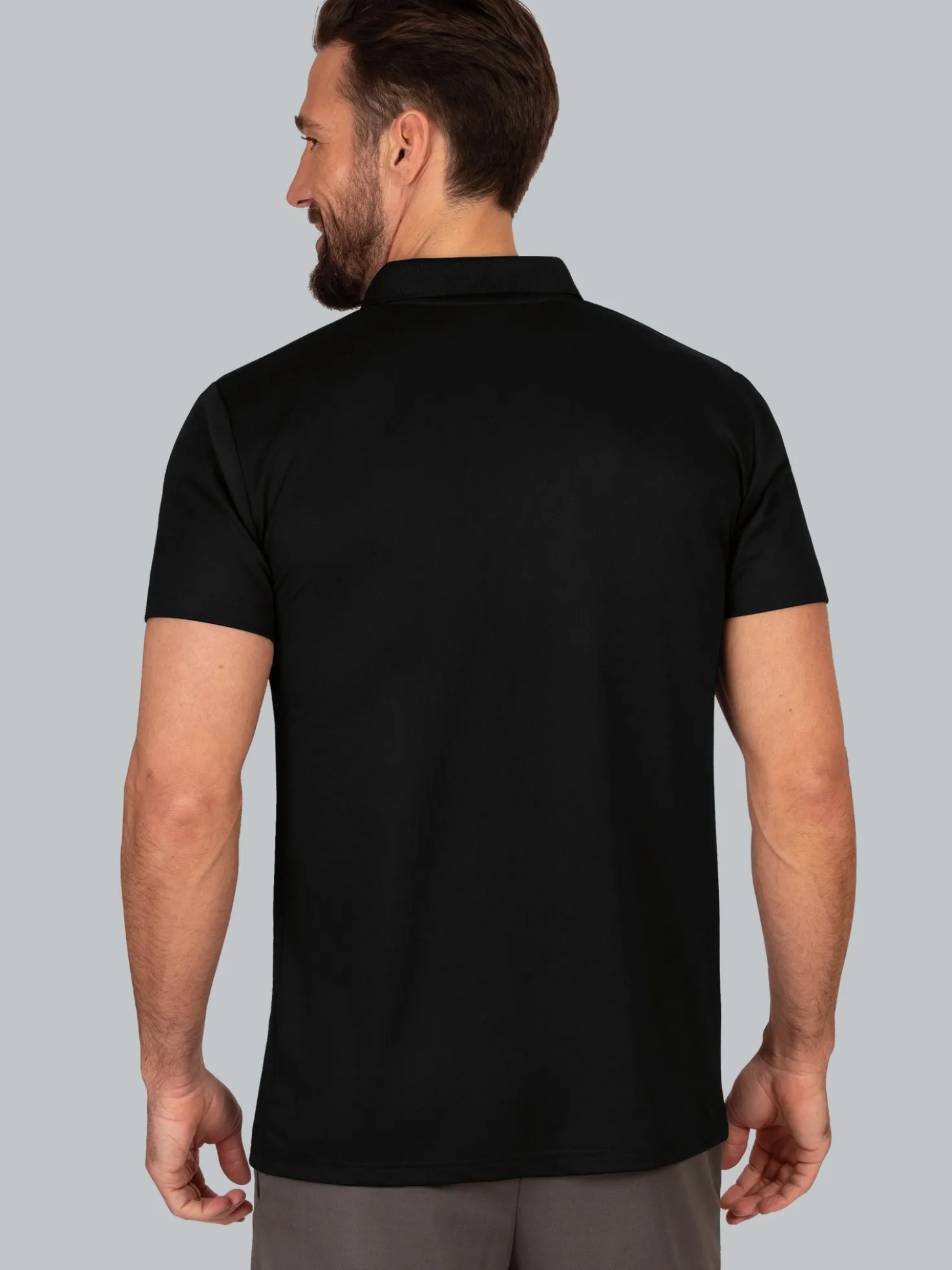 Poloshirt aus Polyester mit Knopfleiste Schwarz