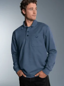 Poloshirt aus Sweat-Qualität Nightblue-melange