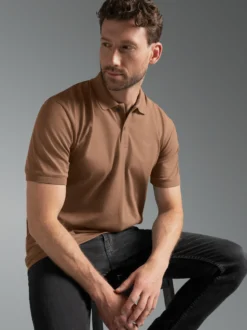 Polo-Shirt 100% Biobaumwolle Haselnuss