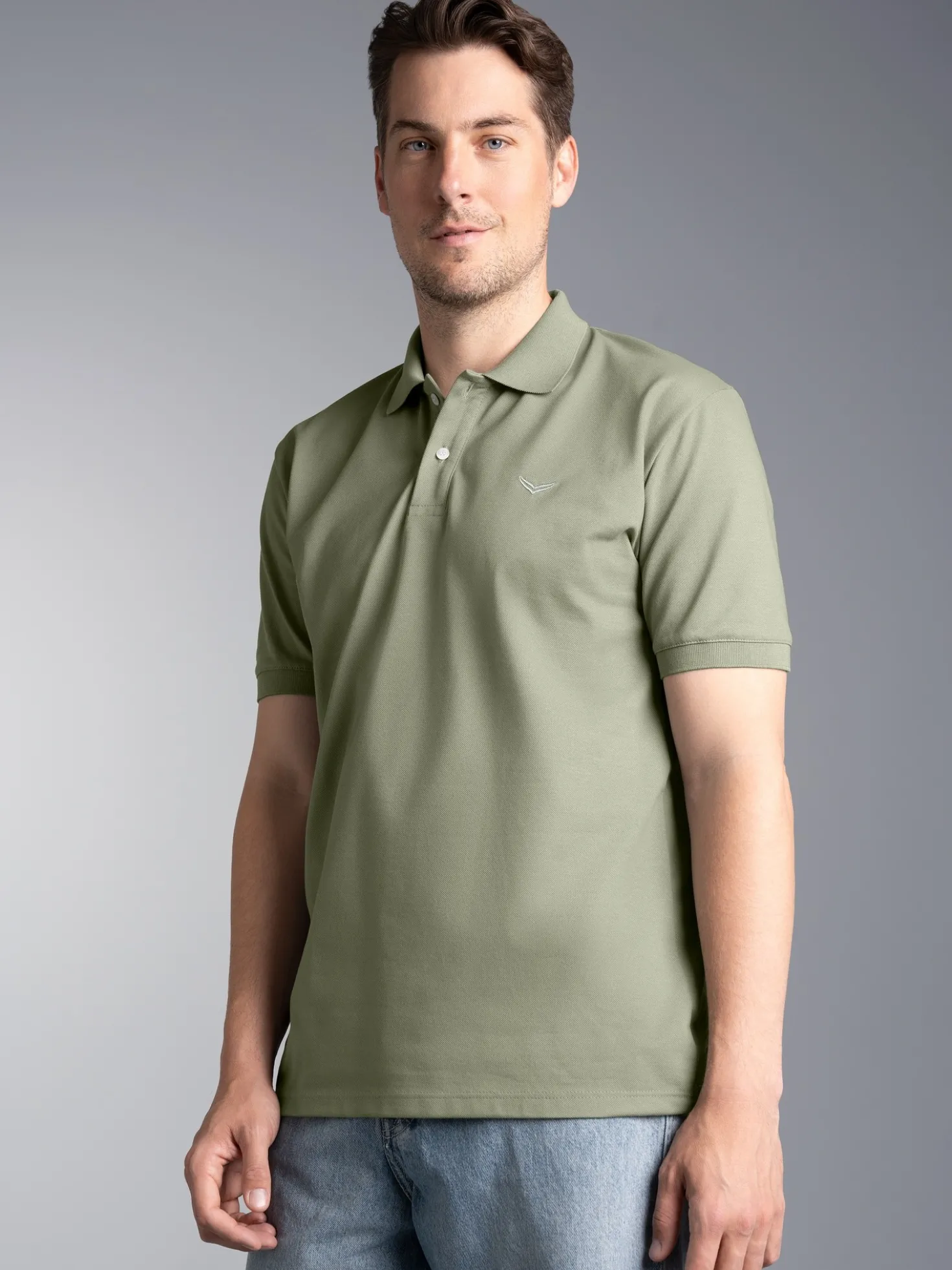 Polo-Shirt 100% Biobaumwolle Salbei