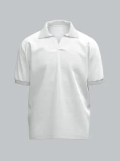 Poloshirt DELUXE ohne Knopfleiste Weiss