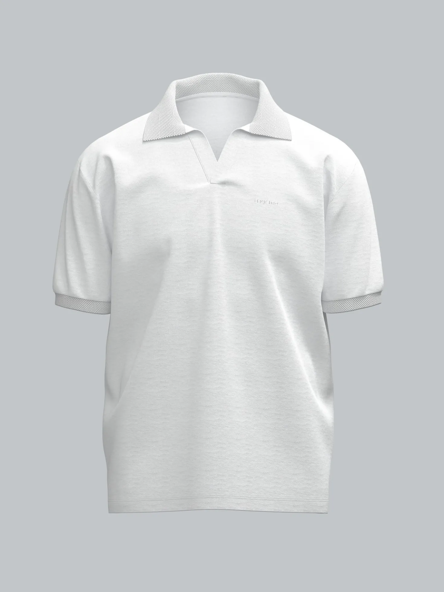 Poloshirt DELUXE ohne Knopfleiste Weiss