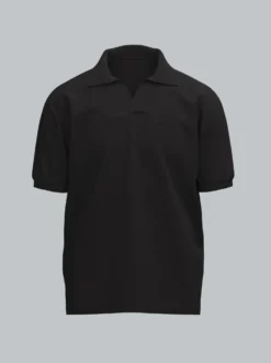 Poloshirt DELUXE ohne Knopfleiste Schwarz