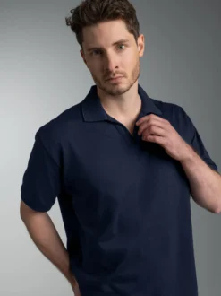 Poloshirt DELUXE ohne Knopfleiste Navy