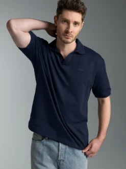 Poloshirt DELUXE ohne Knopfleiste Navy