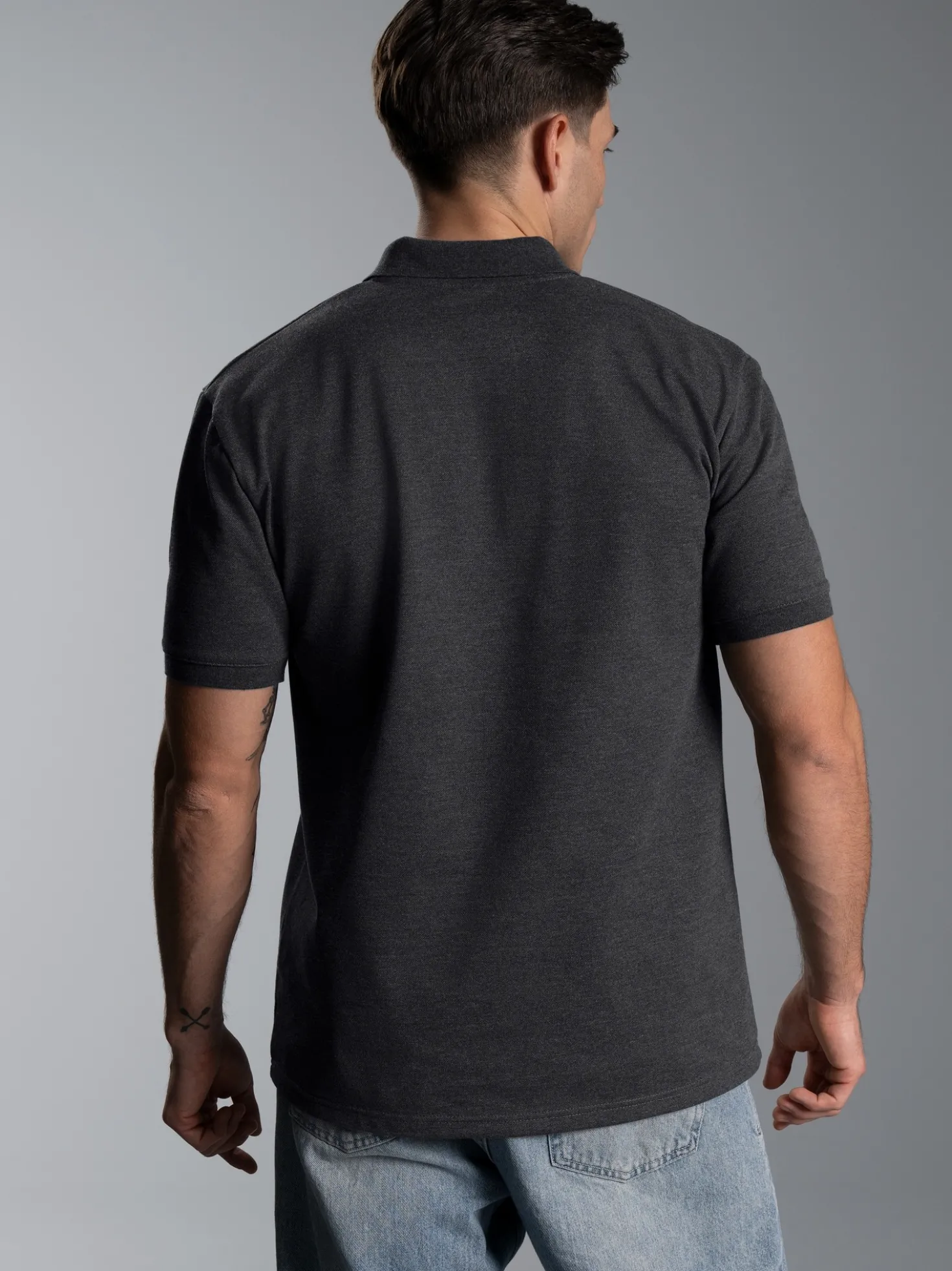 Poloshirt DELUXE Piqué Anthrazit-melange
