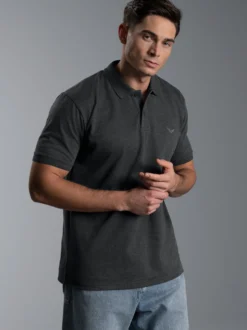 Poloshirt DELUXE Piqué Anthrazit-melange