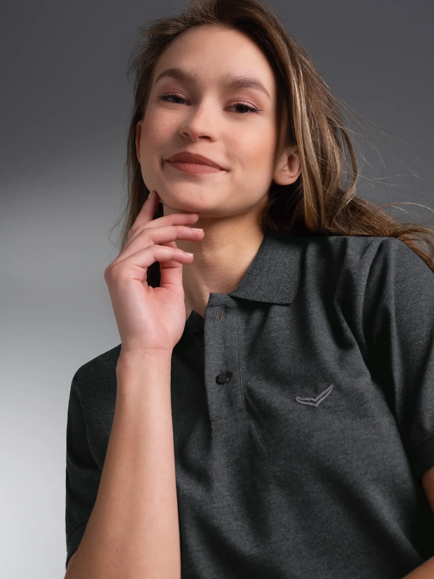 Poloshirt DELUXE Piqué Anthrazit-melange
