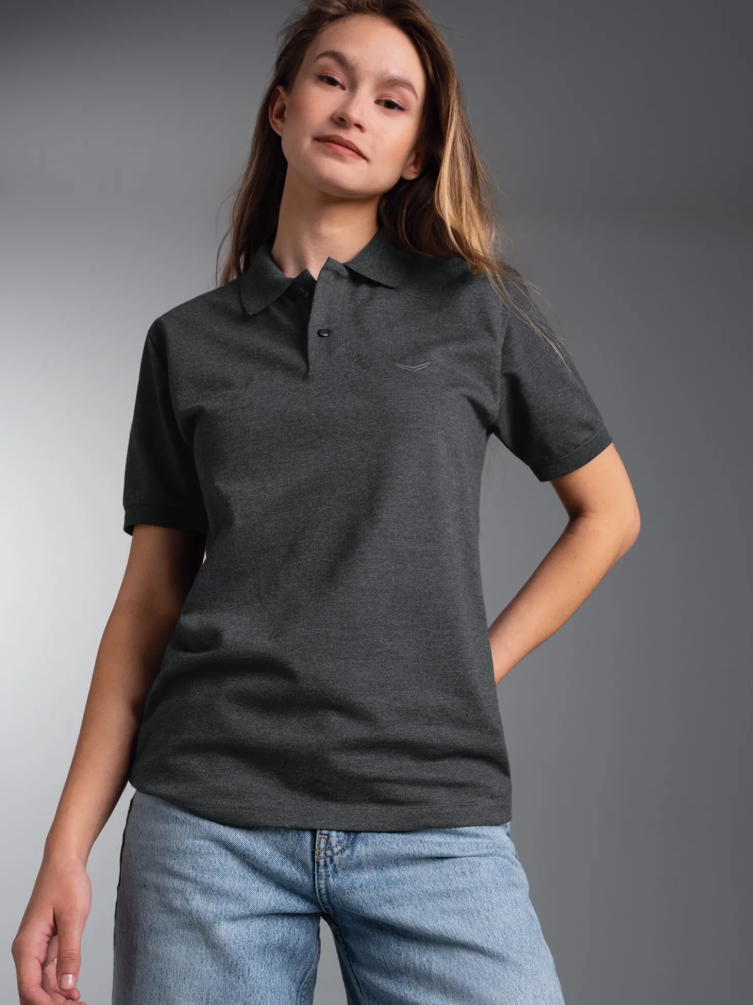 Poloshirt DELUXE Piqué Anthrazit-melange
