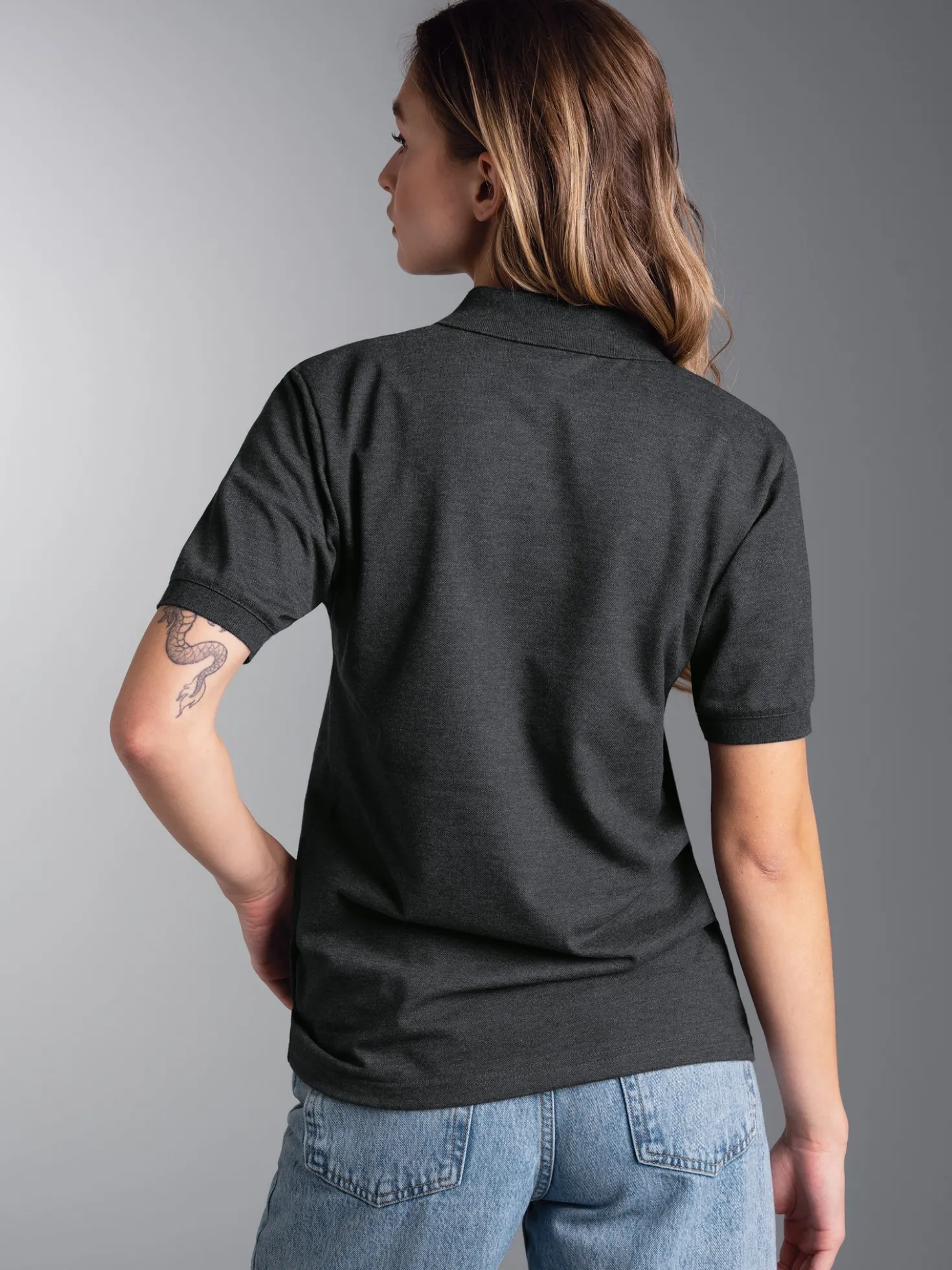 Poloshirt DELUXE Piqué Anthrazit-melange