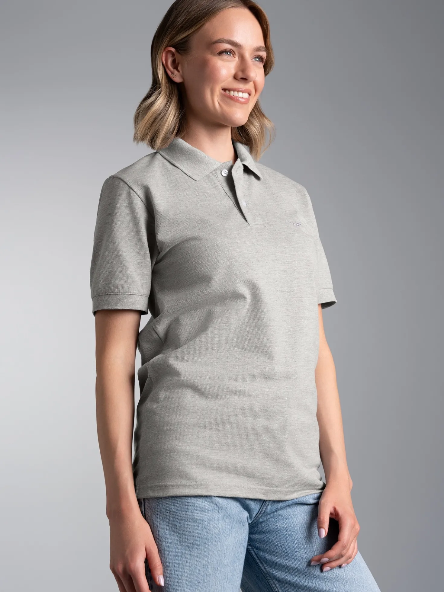 Poloshirt DELUXE Piqué Grau-melange