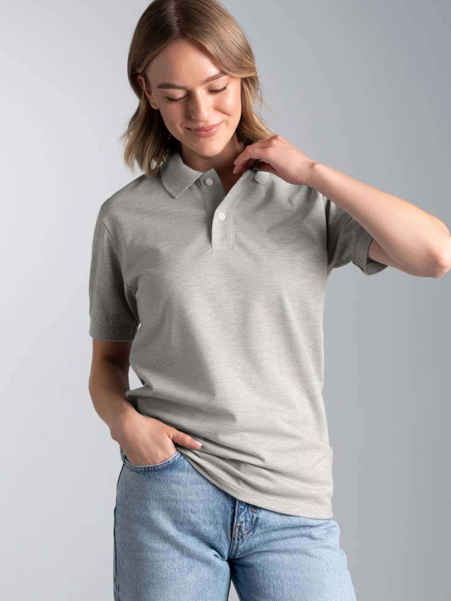 Poloshirt DELUXE Piqué Grau-melange