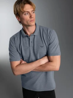 Poloshirt DELUXE Piqué Steingrau-melange