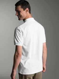 Poloshirt für Industriewäsche Schwinge am Arm Weiss