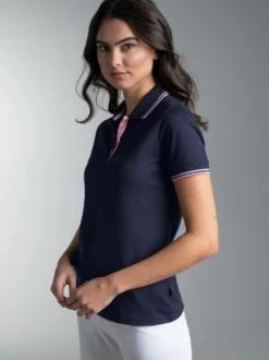 Polo Shirt in Kontrastfarbigen Akzenten Navy