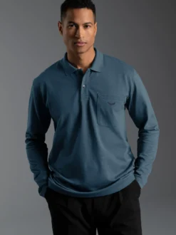 Poloshirt mit Brusttasche Jeans-melange