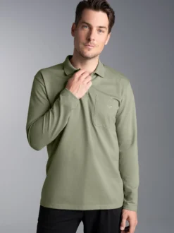 Poloshirt mit Brusttasche Salbei