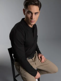 Poloshirt mit Brusttasche Schwarz
