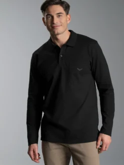 Poloshirt mit Brusttasche Schwarz