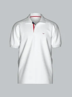 Poloshirt mit dreifarbiger Knopfleiste Weiss