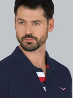 Poloshirt mit dreifarbiger Knopfleiste Navy
