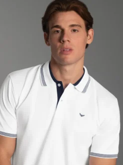 Poloshirt mit kontrastfarbigen Akzenten Weiss