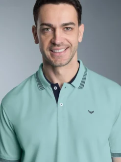 Poloshirt mit kontrastfarbigen Akzenten Gletscher