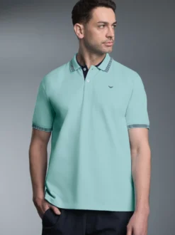 Poloshirt mit kontrastfarbigen Akzenten Gletscher