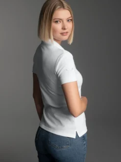 Poloshirt mit Kristallsteinen Weiss