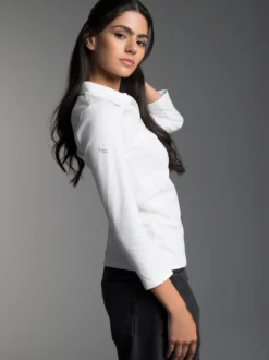 Poloshirt mit Kristallsteinen Weiss