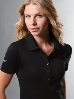 Poloshirt mit Kristallsteinen Schwarz