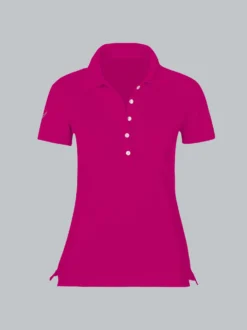 Poloshirt mit Kristallsteinen Magenta