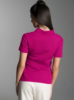 Poloshirt mit Kristallsteinen Magenta