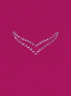 Poloshirt mit Kristallsteinen Magenta