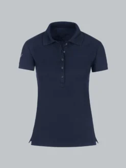 Poloshirt mit Kristallsteinen Navy